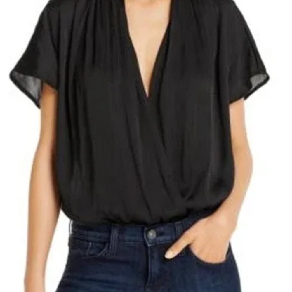 Paige Dijon pleated wrap bodysuit - size Small